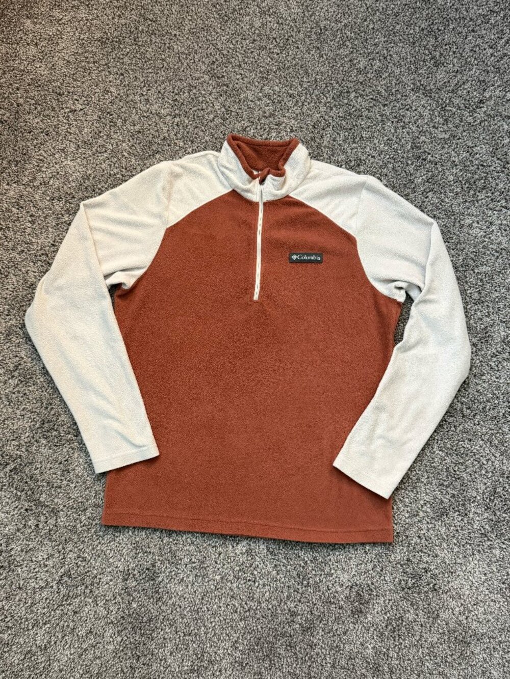 Columbia Colorblock Fleece 1/4 Zip Pullover S | Rust Cream | Gorpcore